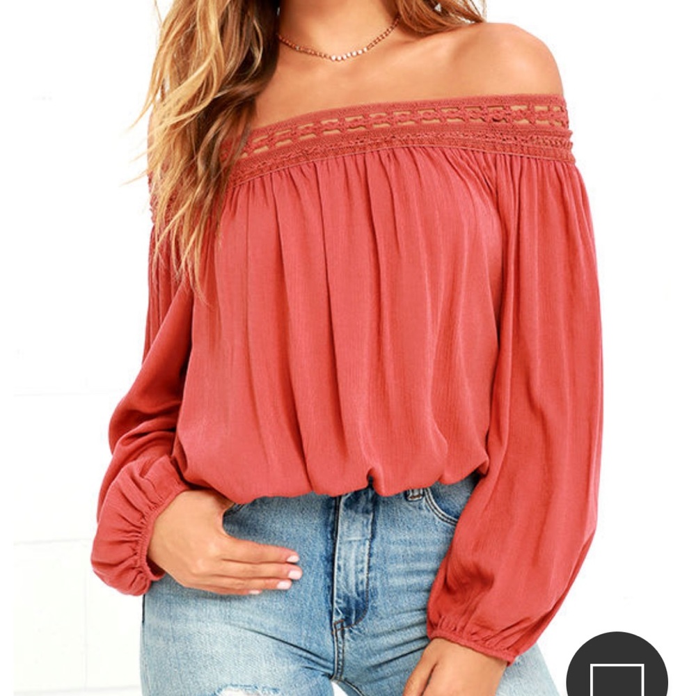 Festival Day Terra Cotta Lace Off-the-Shoulder Top